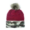 2019 Nuevo Europeo y Americano ebay Comercio Exterior Explosiones Gorro de Lana Tejido para Mujer Otoño e Invierno Cinturón de Camuflaje Bola Gorro Cálido Plegable