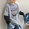 Roupa Íntima Masculina de Lã Patchwork Estilosa Outono Inverno 2026 Nova Média Grande Infantil Quente Gola Redonda Top Tendência
