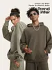 2025 Más Vendido Otoño Estilo Americano Básico Peso Pesado Felpa con Capucha Sudadera para Hombre Color Sólido Sudadera para Pareja Venta al por Mayor