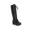 33-48 yardas talla grande Botas altas de tacón grueso de tacón alto impermeables con plataforma con cordones delanteros europeas y americanas transfronterizas W378