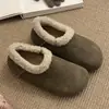 Zapatos de algodón cálidos para mujer, con suela gruesa, forro polar, aumento interno de altura, estilo retro y lindos, slip-on peludos