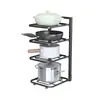 Fabricante Cozinha Dobrável Multi-Camadas Suporte de Panelas Suporte de Armazenamento para Wok Utensílios de Cozinha Suporte Estreito para Frestas Canto da Parede Debaixo da Pia Suporte de Panelas