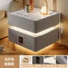 Mesita de noche inteligente, moderna y simple, hecha de madera maciza con luces, gabinete de cama inteligente Bluetooth de carga inalámbrica multifuncional de lujo