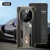 Para Huawei Mate 50pro Capa de Celular Flip com Janela Inteligente de Couro Bovino Camada Superior 40RS Troca de 40 Segundos Edição Porsche