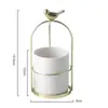 Vaso Pequeno Portátil Nórdico Ins Vasos Criativos de Ferro para Flores Secas Ornamentos de Vasos de Cerâmica com Laço para Suculentas