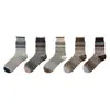Nuevos Calcetines de Lana para Mujer Otoño/Invierno Estilo Retro Japonés Fair Isle Argyle Puño de Flor de Capullo Calcetines Cálidos de Media Pantorrilla