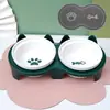 Tigela Dupla Cerâmica para Gatos, Tigela de Água com Proteção de Pescoço, Boca Inclinada Elevada, Tigela de Comida para Gatos, Tigela de Água, Tigela para Pets, Acessórios para Pets