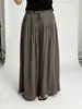 Oferta Especial LimitadaPantalones Falda de Pierna Ancha de Cintura Alta Texturizados, Diseño Ligero, Estilo Casual, Pantalones Largos de Color Sólido