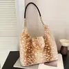 Bolsa Retro Transfronteriza de Otoño Invierno para Mujer Moda Textura Cadena Bolso de Hombro Versátil Elegante Felpa Bolso Tote de un Solo Hombro