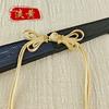 Hebilla de cheongsam hecha a mano con cola larga, hebilla de tela con cuentas doradas y mariposa, hebilla de borla con cuentas de jade para traje Tang, botones de estilo nacional Hanfu.
