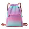 Mochila con Cordón para Mujer, Bolsa Deportiva Plegable para Almacenamiento, Bolsa Casual de Baloncesto con Color Degradado, Plegable y Portátil