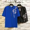 Conjunto Esportivo Casual Masculino de Verão Camiseta de Manga Curta Shorts Conjunto de Duas Peças Solto Respirável Estilo Chinês Par Conjunto Completo