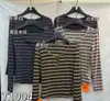 Camiseta de manga larga a rayas de color contrastante estilo chica picante para mujer, otoño, petite, corta, top básico retro chic