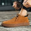 2025 Sapatos de Skate de Cano Médio em Couro Aveludado Botas Martins Zhongbang Sapatos Casuais de Couro Vintage Masculinos Sapatos da Moda com Solado Grosso