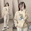 Sudaderas de otoño e invierno para mujer, estilo holgado y fino, adecuadas para figuras petite, tops básicos de moda, estilo europeo y americano versátil