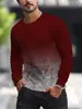 Camiseta Masculina Casual Esportiva Manga Longa Padrão Geométrico 3D Estampa Listrada Camiseta Masculina Gola Redonda Manga Longa
