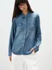 Conjunto de Camisa Jeans Retrô Japonês de Caimento Fluido com Mangas Longas e Calça Jeans Branca Shengdu 26º Outono Novo
