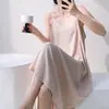 Camisón holgado de algodón y seda con estampado para mujer, ropa de casa, informal, sexy, vestido largo, falda, pijama, nuevo estilo de primavera