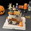 Decoración de Pastel de Halloween 2025 Calabaza Fantasma Adornos Ojos Divertidos Caramelo Mini Bola de Pelo Sombrero Bandera Pequeña Enchufe