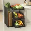 Estante de Almacenamiento de Verduras para Piso de Casa Cocina Cesta de Almacenamiento de Cebolleta Jengibre Ajo Balcón Pasillo Cesta de Almacenamiento de Frutas y Verduras Camote