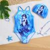 Traje de baño de niña con estampado de sirena y chaleco de bikini