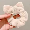 Scrunchie de pelúcia com orelhas de gato para outono e inverno, elástico de cabelo fofo para mulheres, novo 2025, corda de cabelo doce, acessório de cabelo elástico