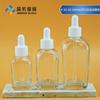 Botella de Vidrio Transparente Cuadrada de 30 ml para Aceite Esencial, Solución Original Cosmética de 50 ml con Gotero de Presión