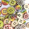 Botões redondos estampados vintage de 15mm botões de madeira estampados pintados 100 por pacote