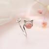 Anillo de cristal de fresa de corazón de gato para niña día Corea del Sur serie de gatos anillo de dedo índice ins boca abierta joyería fresca pequeña de red