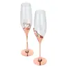 Copa de Champán Love de Boda con Base de Acero Inoxidable y Tallo de Diamante de Cristal Copa para Vino Tinto Oro Rosa Venta al por Mayor
