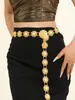 Nueva moda europea y americana cadena de cintura con borlas flor hueca estilo étnico decoración de cintura de baile anillo único hebilla doble accesorios Dai