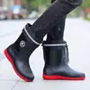 Botas de lluvia impermeables de forro polar fijo, tallas 39-48, tallas extragrandes, unisex, cálidas, impermeables, con forro de forro polar extraíble y suelas antideslizantes