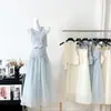 Top Chaleco Sin Mangas Espalda Descubierta con Incrustaciones de Encaje Puro Deseo Conjunto de Verano para Mujer Falda de Malla de Cintura Alta Conjunto de Dos Piezas
