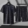 2023 Verão Estilo Hong Kong Terno Esportivo Coreano Meninos Camiseta Solta Estudante Manga Curta Simples Calças Três Quartos High-End