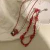 Choker Trançado Vintage Vermelho Feminino Nicho Único Design de Nicho Feminino Elegante Colar de Alta Qualidade