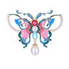 Broche de Mariposa de Alta Gama Estilo Chino Esmaltado Pintado a Mano Elegante Sencillo Colgante de Perla Corsage Pin Accesorios para Cheongsam