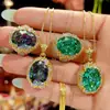 2026 New Zhuangshengsheng Jewelry Gold-Plated Copper Base Multicolor Para Green Drop-Shaped Pendant Ring Set 12*16