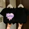 Nuevas camisetas de verano para niños mayores, ropa infantil de algodón puro con dibujos animados, camisetas elegantes y modernas, camisetas de manga corta para niñas