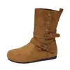 Botas Curtas Western Cowboy de Cano Médio Bidirecionais Retrô para Mulheres, Botas Martin Planas Simples e Confortáveis Casuais para Outono e Inverno