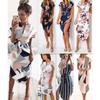 Vestido midi sexy con cuello en V y estampado cuadrado de AliExpress, eBay y Amazon.