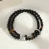 Atrair Riqueza e Bênçãos Par de Pulseiras de Casal Estilo Casal Obsidiana Novo Estilo Chinês Pulseira Presente de Aniversário para Meninas