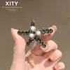 Pinza para el Cabello de Lujo Ligero con Estrella de Cinco Puntas y Pedrería Versátil para la Parte Trasera de la Cabeza Flequillos Pinza Lateral para Niñas Recoger Cabellos Sueltos Pinza de Presión Pinza de Pato