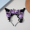 Tiara Infantil Laço Orelhas de Coelho Kulomi para Meninas Tiara de Princesa Véu Flutuante Doce Presilhas de Cabelo Acessórios de Cabelo para Menininhas