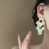 Agulha de prata diamante concha brincos de flor francês super fada retro zircon longo tassel brincos leves luxo exagerado brincos