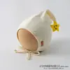 Touca de Bebê Estilo Novo Primavera e Outono Rosto Sorridente Estrela Proteção para Orelhas Bebê Recém-Nascido Algodão Puro com Amarrar Touca Macia