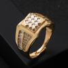 Explosiones de moda europea y americana anillo geométrico para hombre de cobre chapado en oro real con incrustaciones de circonita personalidad dominante accesorios de anillo abierto