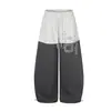 Calça de moletom Magic Bear estilo americano, cor clara retrô em blocos de cor com design de rebites, perna reta emagrecedora, perna larga, calça casual