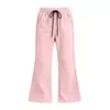 Nuevos pantalones de chándal acampanados para niña de otoño con cintura elástica y cordón, pantalones de pierna ancha de color liso, pantalones de campana casuales para niños mayores, transfronterizos