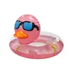 Anillo Inflable para Nadar de Pato Amarillo Grande de Moda con Gafas de Sol, Flotador Extra Grande y Grueso para Fiesta en la Piscina y Diversión en el Agua