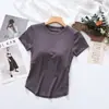 Top de Nuevo Estilo para Dropshipping con Almohadillas en el Pecho, Cuello Redondo, Mangas de Media Longitud Cola de Golondrina, Copa Integrada, Adecuado como Prenda Exterior o para Vestir por Capas, Moderno Top de Primavera/Verano